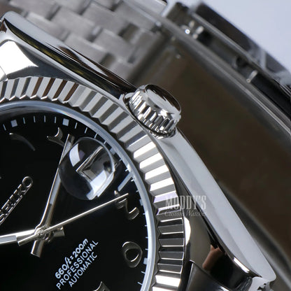 Seiko mod Datejust with NH35 automatic black dial and 904L steel