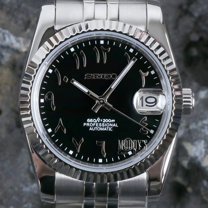 Seiko NH35 automatic mod Datejust black dial 904L watch