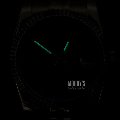 Seiko NH35 automatic green lume watch with iconic Datejust design