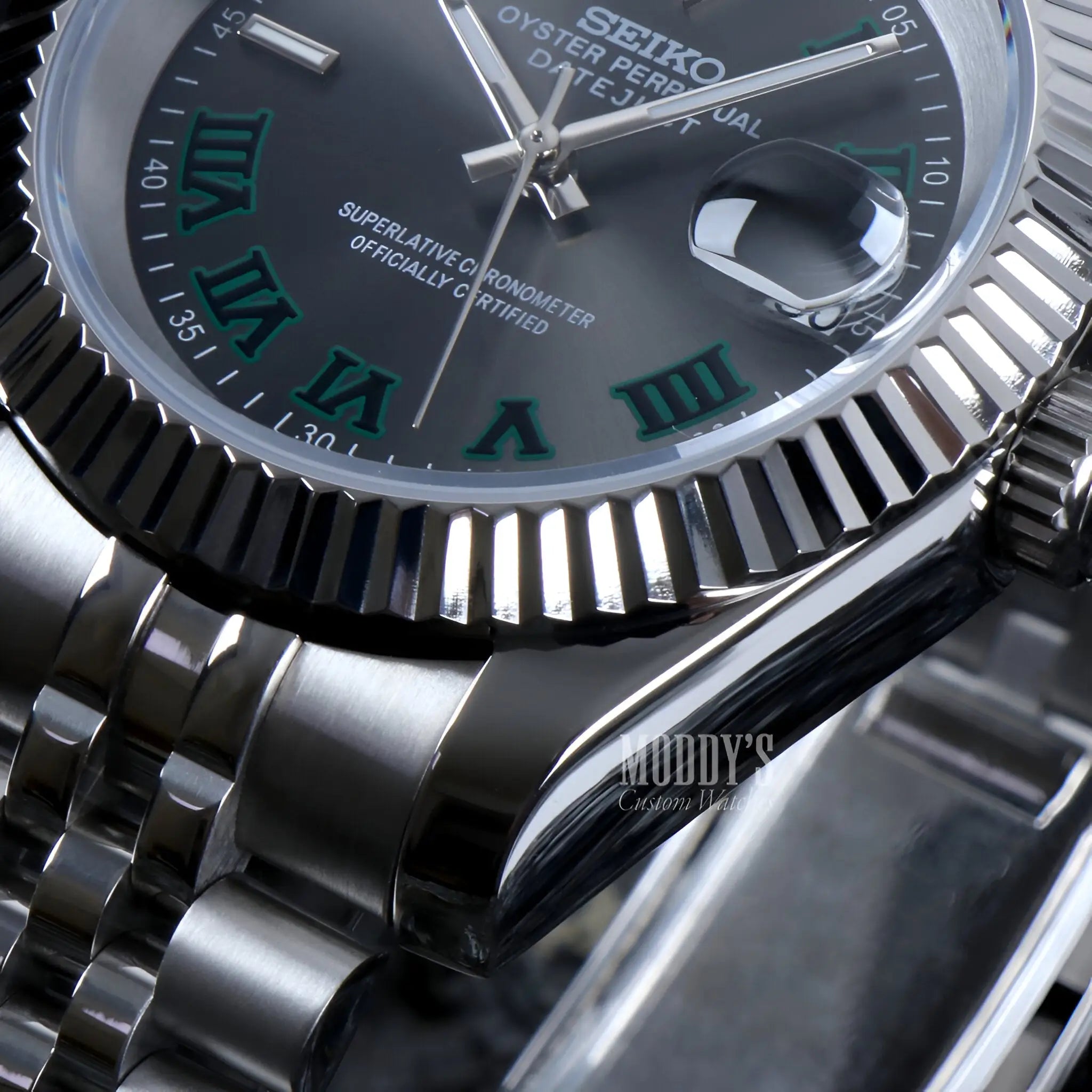 Seikojust Wimbledon Rolex Datejust homage in 316L stainless steel with NH35 automatic movement