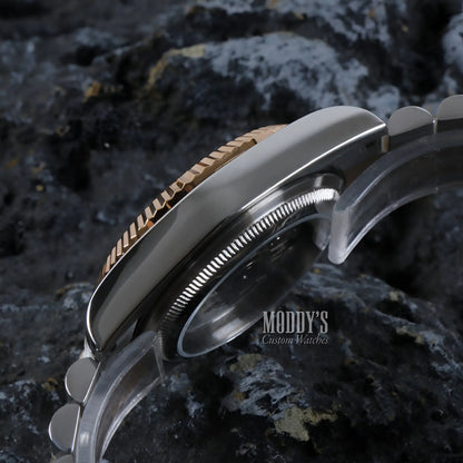 Seiko NH35 automatic two-tone watch with 316L stainless steel and rose gold accents