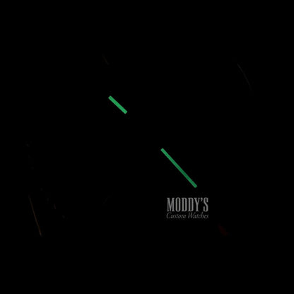 Luminous green glow-in-the-dark Seiko mod watch hands on 316L steel automatic