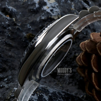 Seiko mod watch with 316L stainless steel case, leather strap, automatic movement