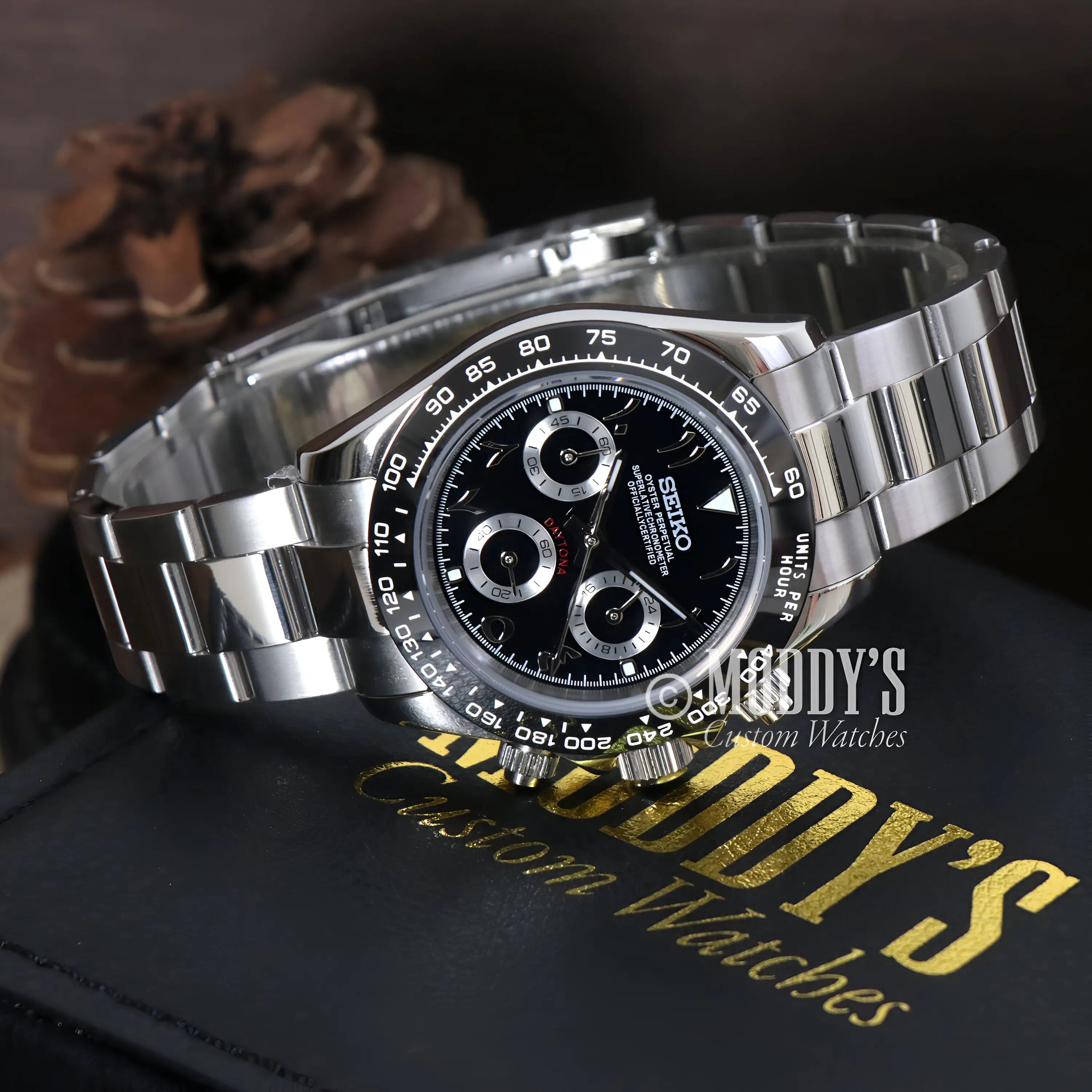 Seiko mod Daytona Seitona Arabic Black dial with water resistance