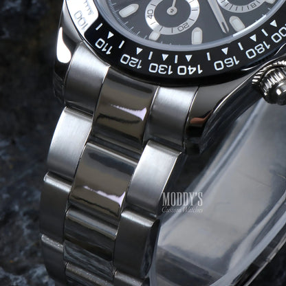 Seiko VK63 Hybrid Seitona Black Panda Daytona Mod Watch