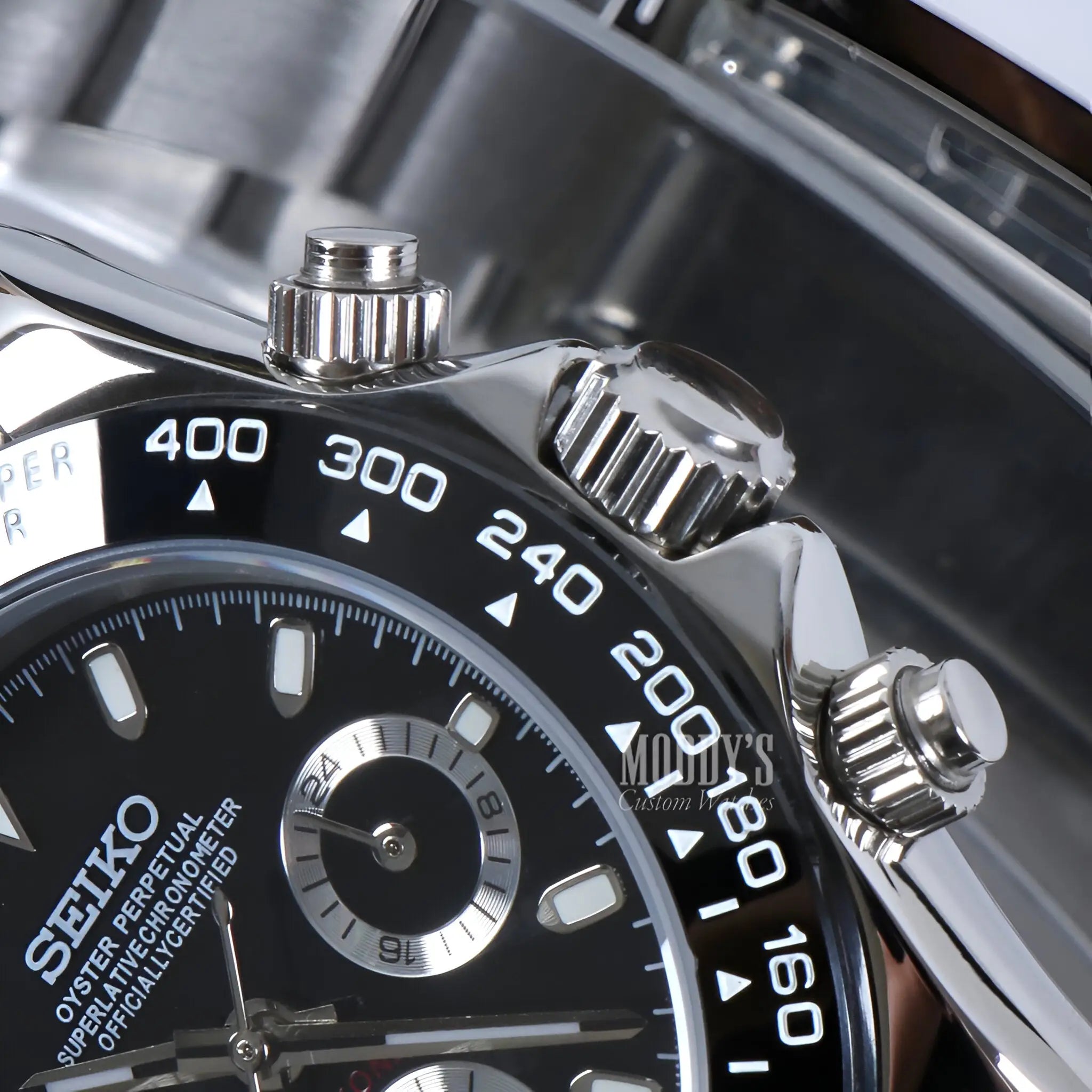 Seiko VK63 Hybrid Black Dial Chronograph with Silver Accents, Seitona Black Panda