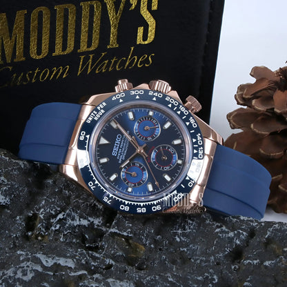 Seiko VK63 hybrid mod Daytona chronograph in royal blue