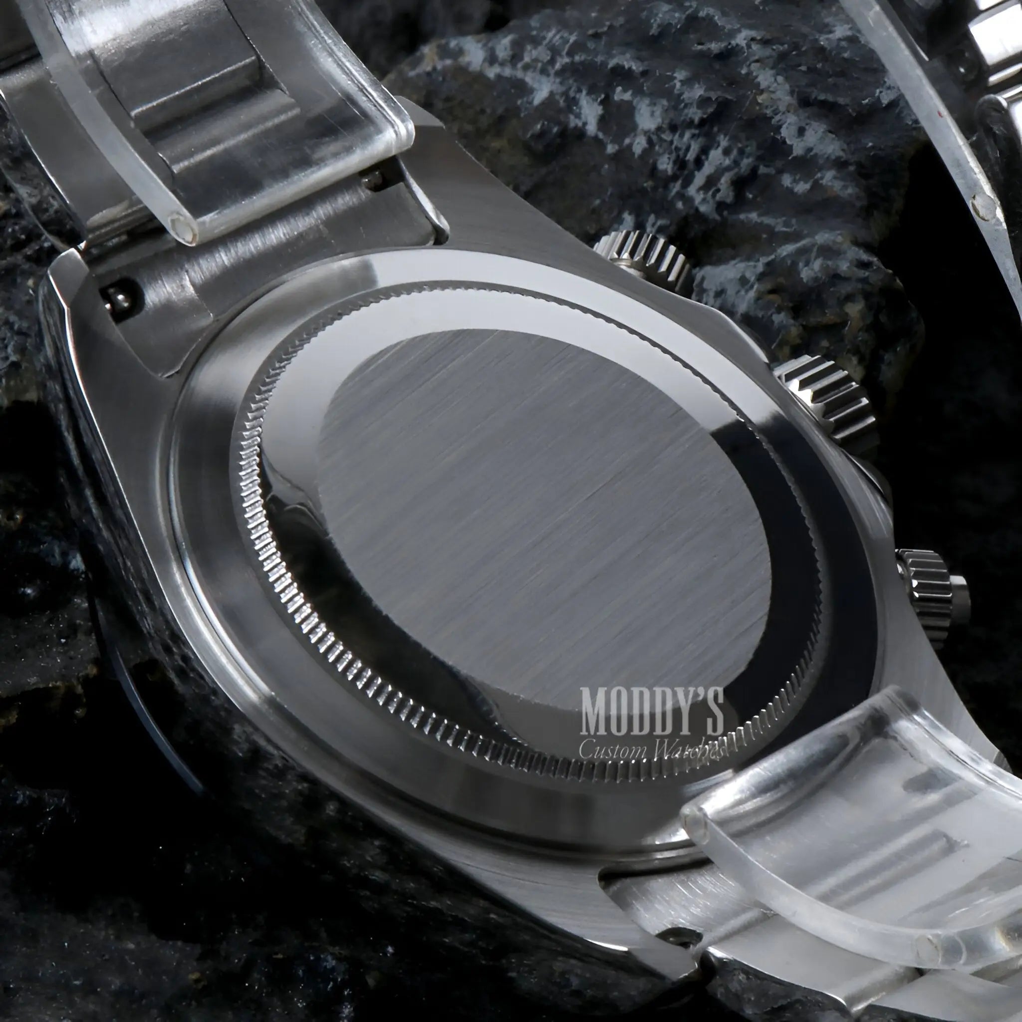 Seiko mod Daytona with silver stainless steel case and ice blue crystal face