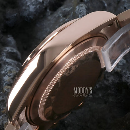 Seitona Rose Gold Rainbow watch with Seiko VK63 hybrid movement