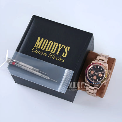 Seiko mod Daytona with VK63 hybrid movement in rose gold rainbow