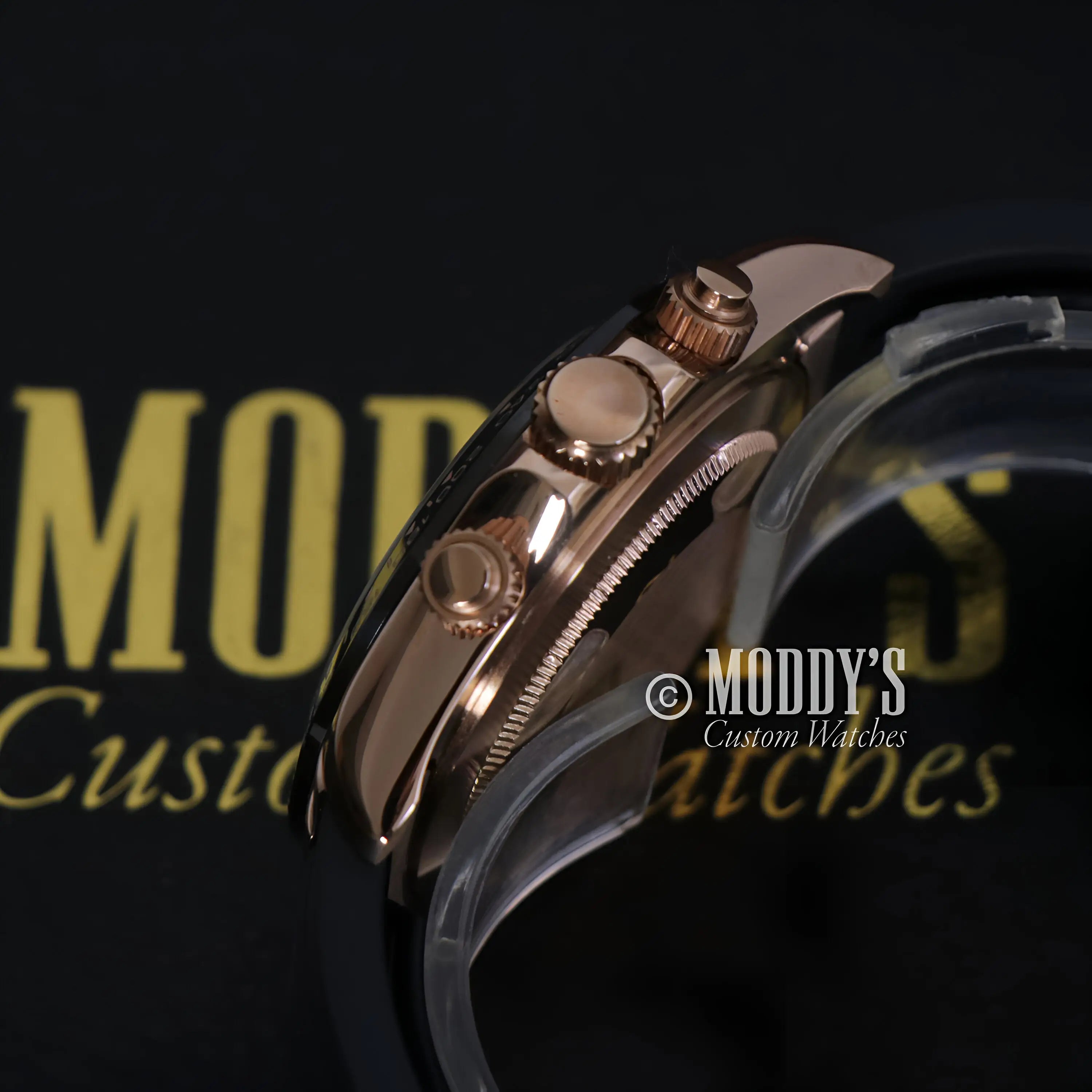 Seiko VK63 hybrid rose gold chronograph watch with black dial