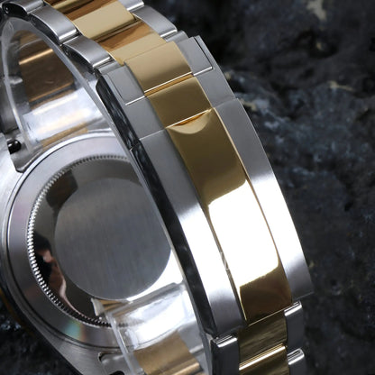Seiko VK63 hybrid two-tone gold silver watch band in Seitona Silver-Gold White