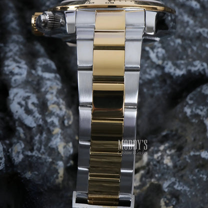 Seiko mod Daytona with VK63 hybrid movement in two-tone gold and steel