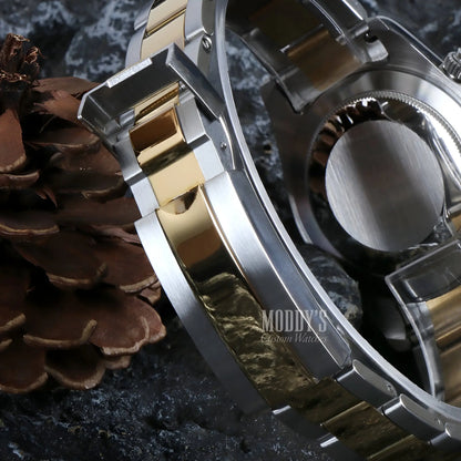 Seiko VK63 hybrid two-tone gold silver watch with stainless steel case