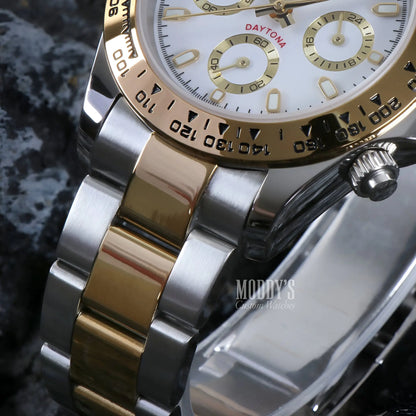 Seiko mod Daytona two-tone chronograph with VK63 hybrid movement