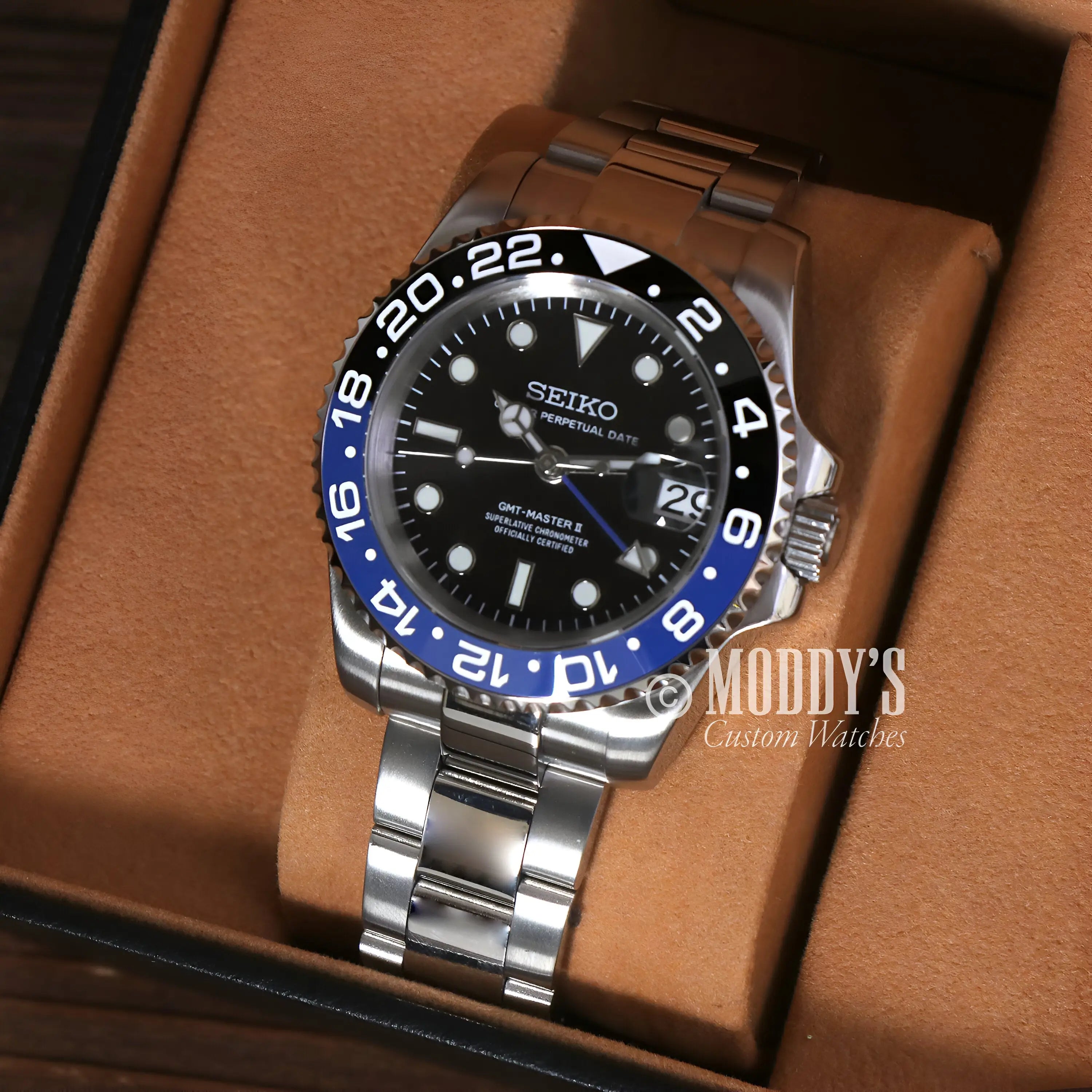 GMTeiko Batman Seiko mod GMT with NH34 automatic movement
