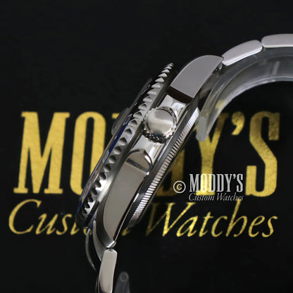 Silver GMTeiko Batman Seiko mod GMT watch with NH34 automatic movement