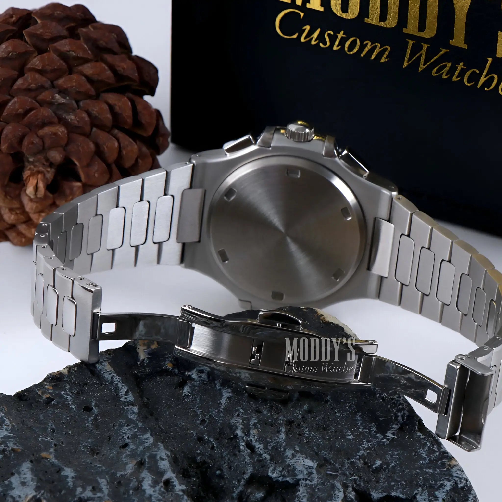 Nautiko Black Seiko mod Nautilus watch with NH35 movement