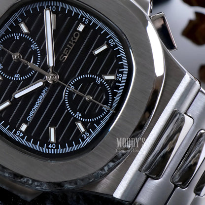 Seiko Nautiko Chrono Black mod Nautilus watch with 904L steel case