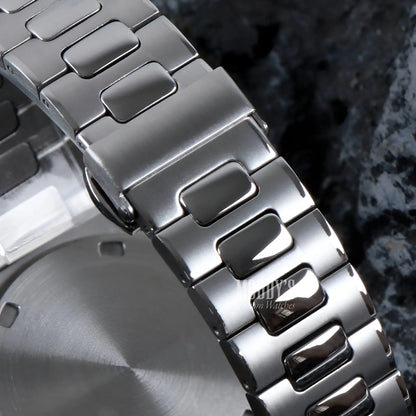 Nautiko Chrono White Seiko mod Nautilus 904L stainless steel watch band