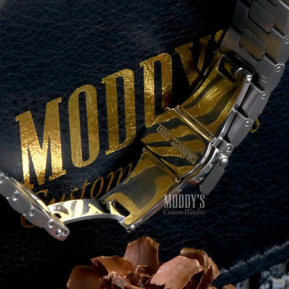 Nautiko Metallic Green Seiko Mod Nautilus watch with 904L steel band