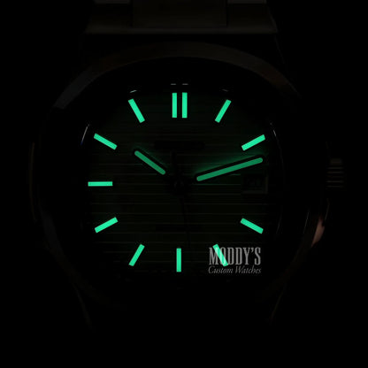 Nautiko Metallic Green Seiko mod Nautilus watch in 904L steel