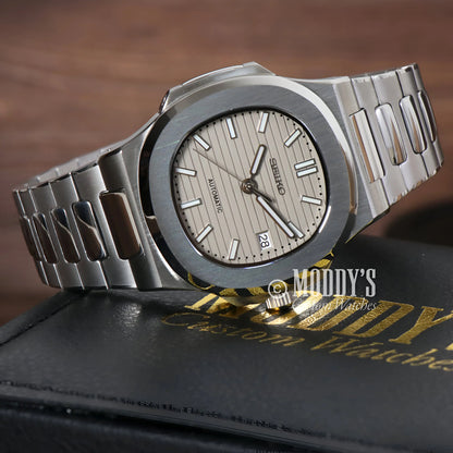 Seiko NH35 automatic Nautiko Cream Nautilus mod watch