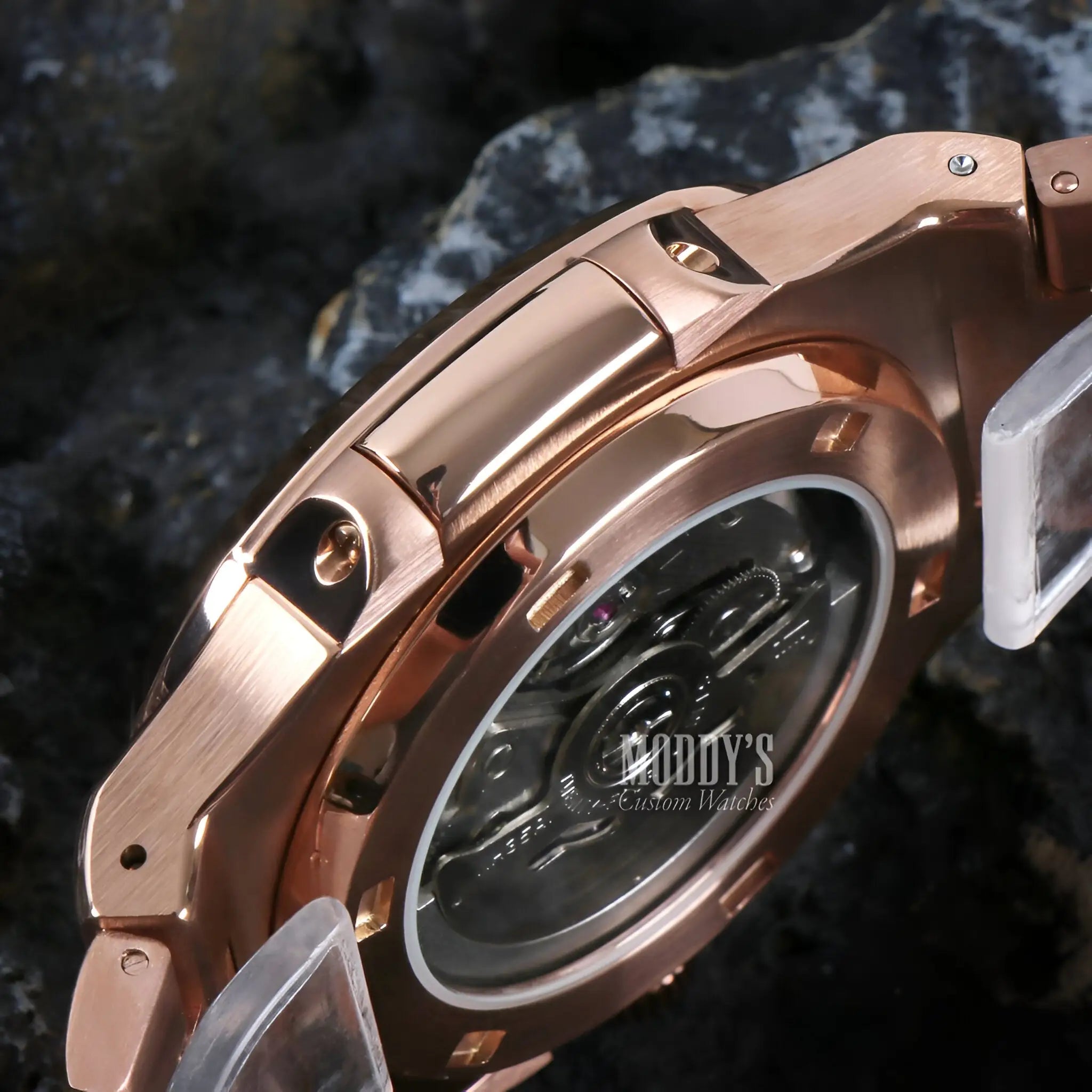 Nautiko Arabic Rose Gold white watch with NH35 automatic movement