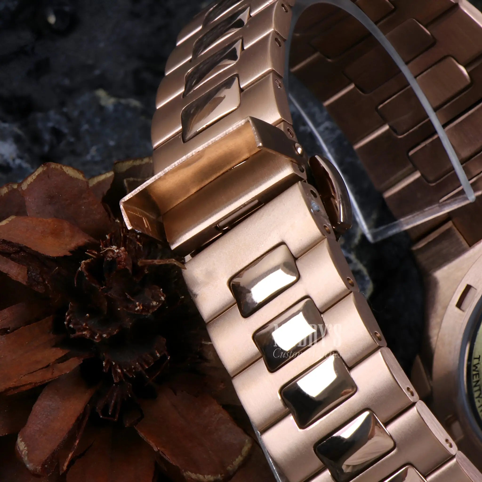 Nautiko Arabic Rose Gold Seiko Mod Nautilus watch band