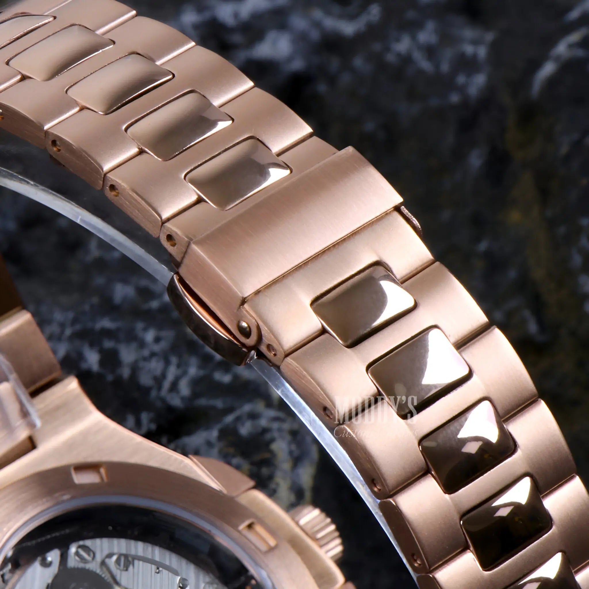 Nautiko Arabic Rose Gold Seiko Mod Nautilus watch band