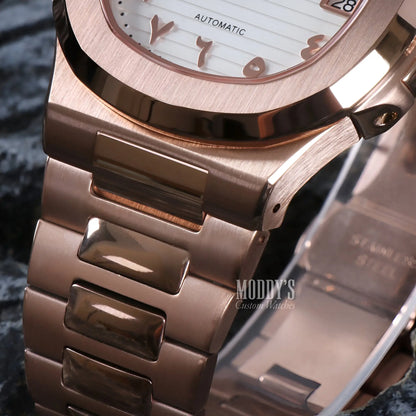 Nautiko Arabic Rose Gold White Dial Audemars Piguet Royal Oak Watch