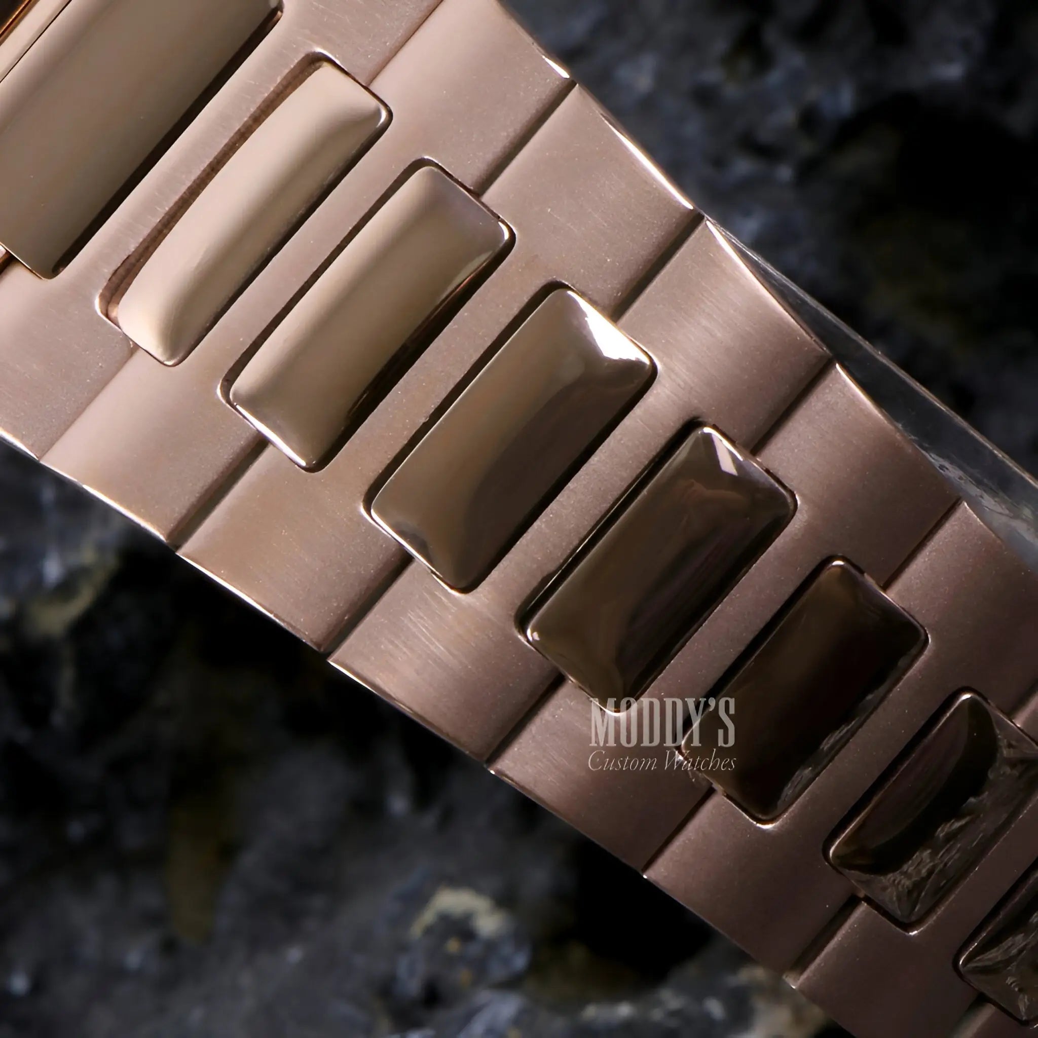 Rose gold 904L stainless steel watch band for Seiko NH35 automatic mod