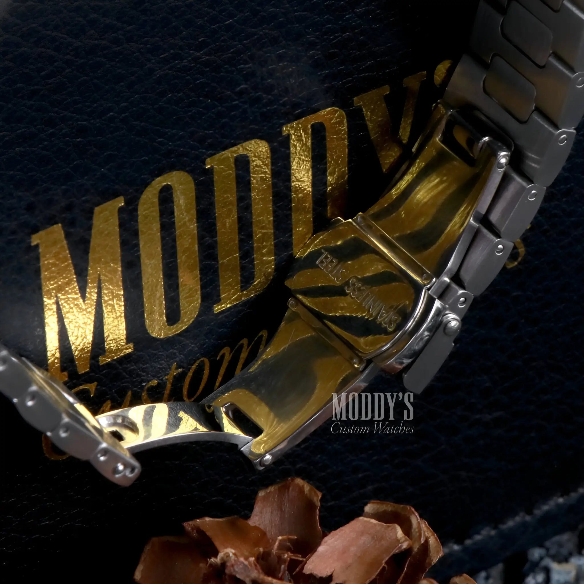 Seiko mod Nautilus gold silver watch, 316L stainless steel, Nautiko Royal Blue