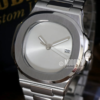 Nautiko Minimalist Silver Seiko NH35 Automatic Watch with Date
