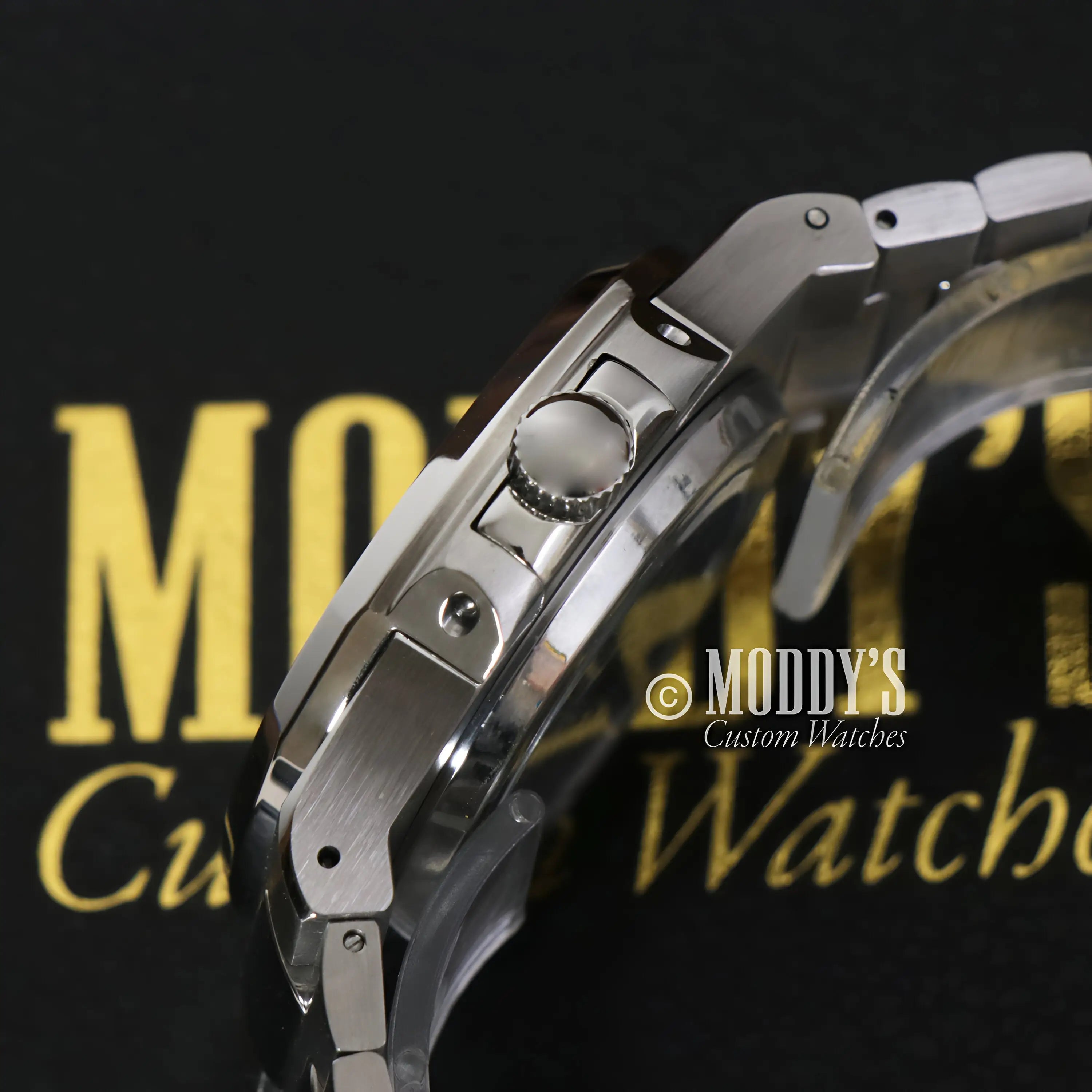 Nautiko Skeleton stainless steel watch band with screw accents, brushed finish, Seiko NH70 automatic