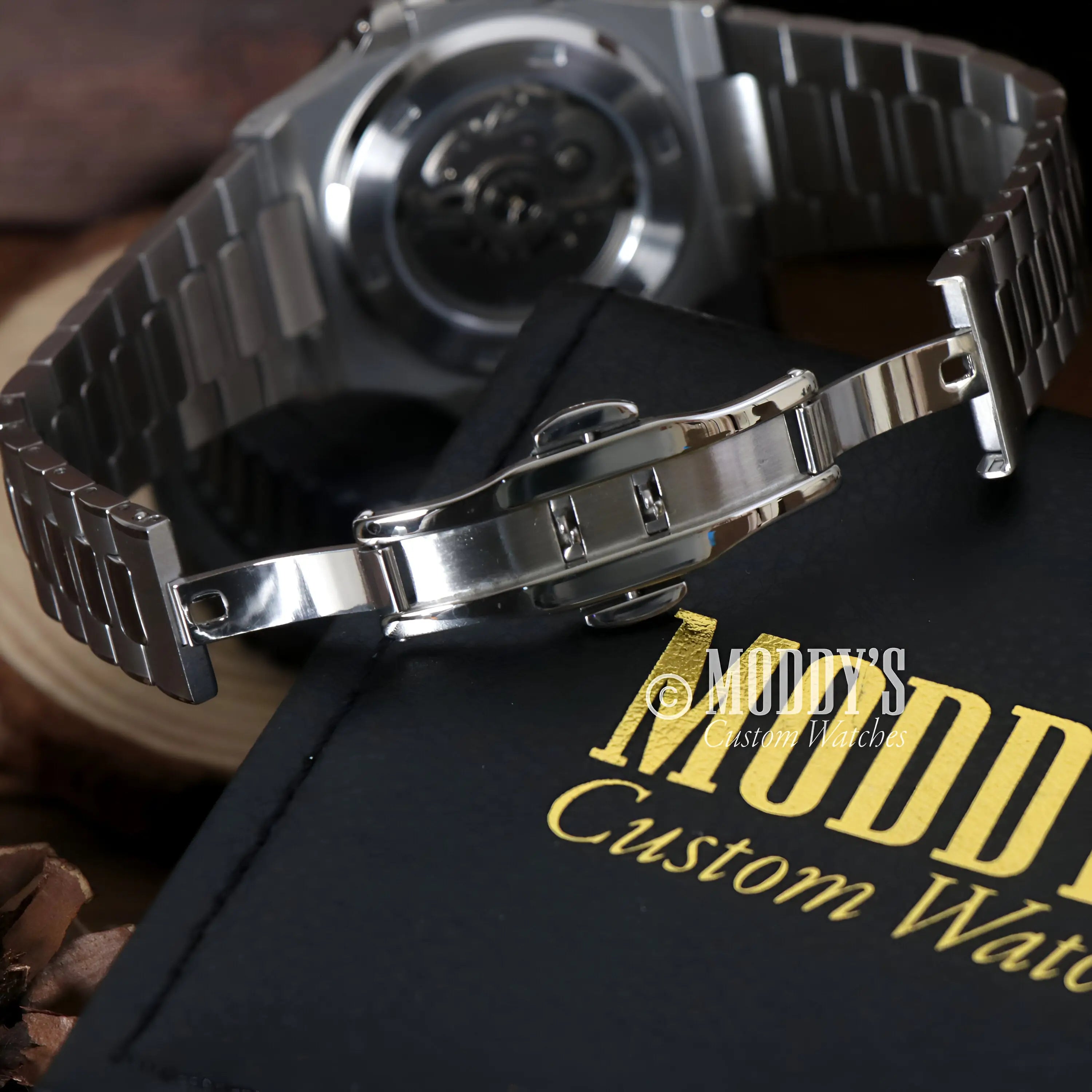 Seiko mod Nautilus watch with NH35 automatic, 904L steel, Tiffany Blue dial