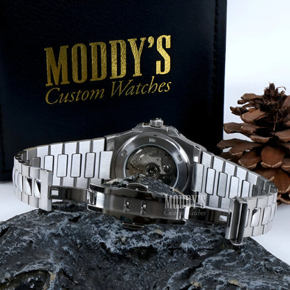 Seiko mod Nautilus watch in Tiffany Blue with 904L stainless steel