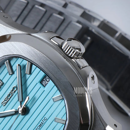 Seiko NH35 automatic mod Nautilus with Tiffany Blue dial and 904L steel case