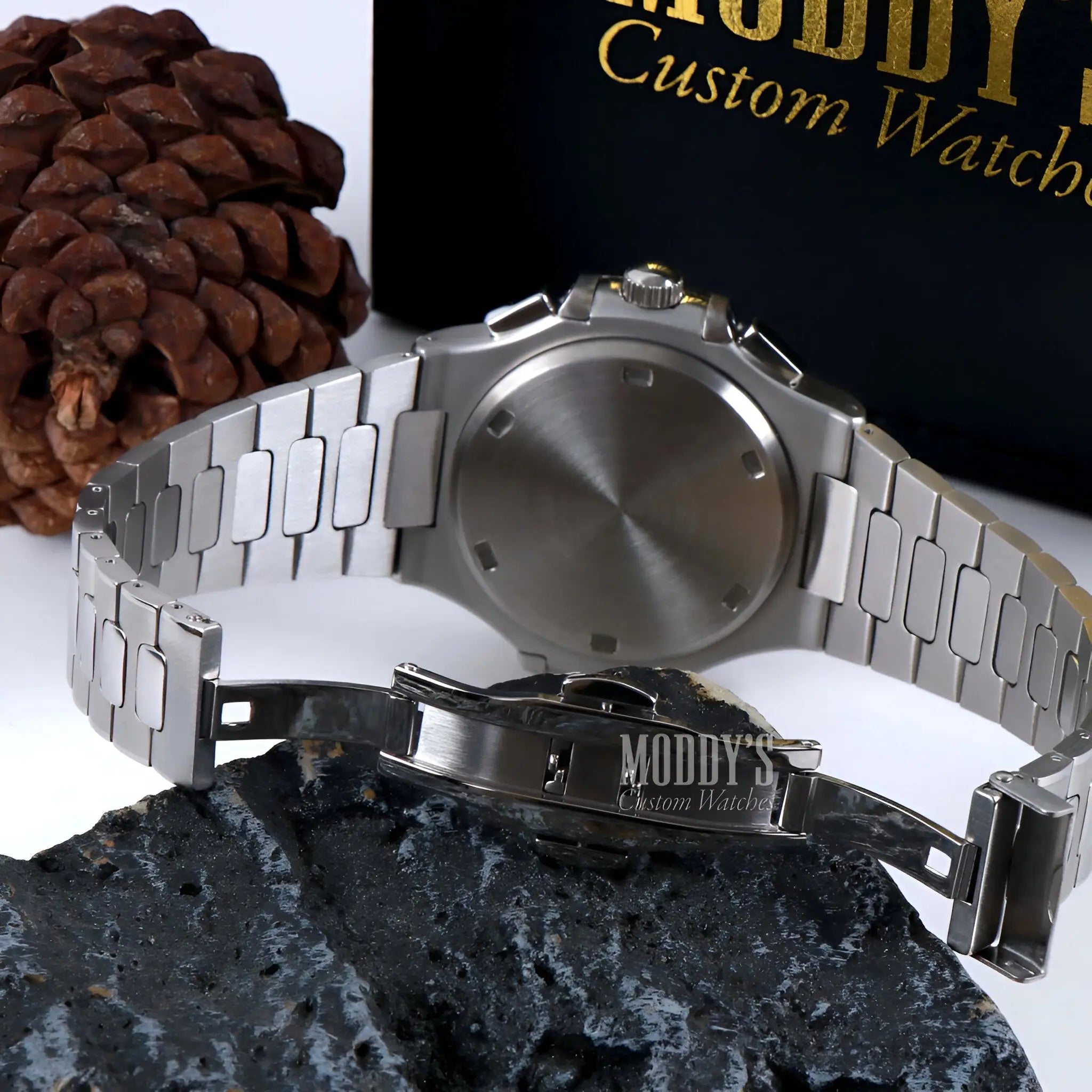 Seiko Nautiko white open heart watch in 904L stainless steel