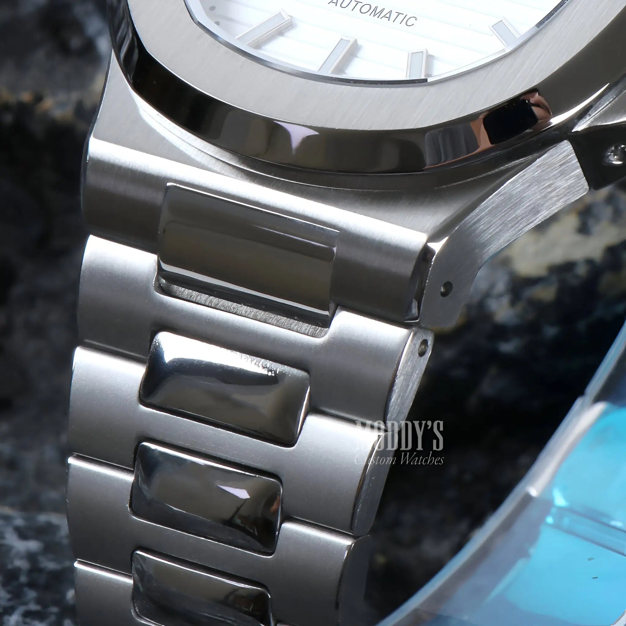 Nautiko White Seiko mod Nautilus watch with NH35 automatic movement