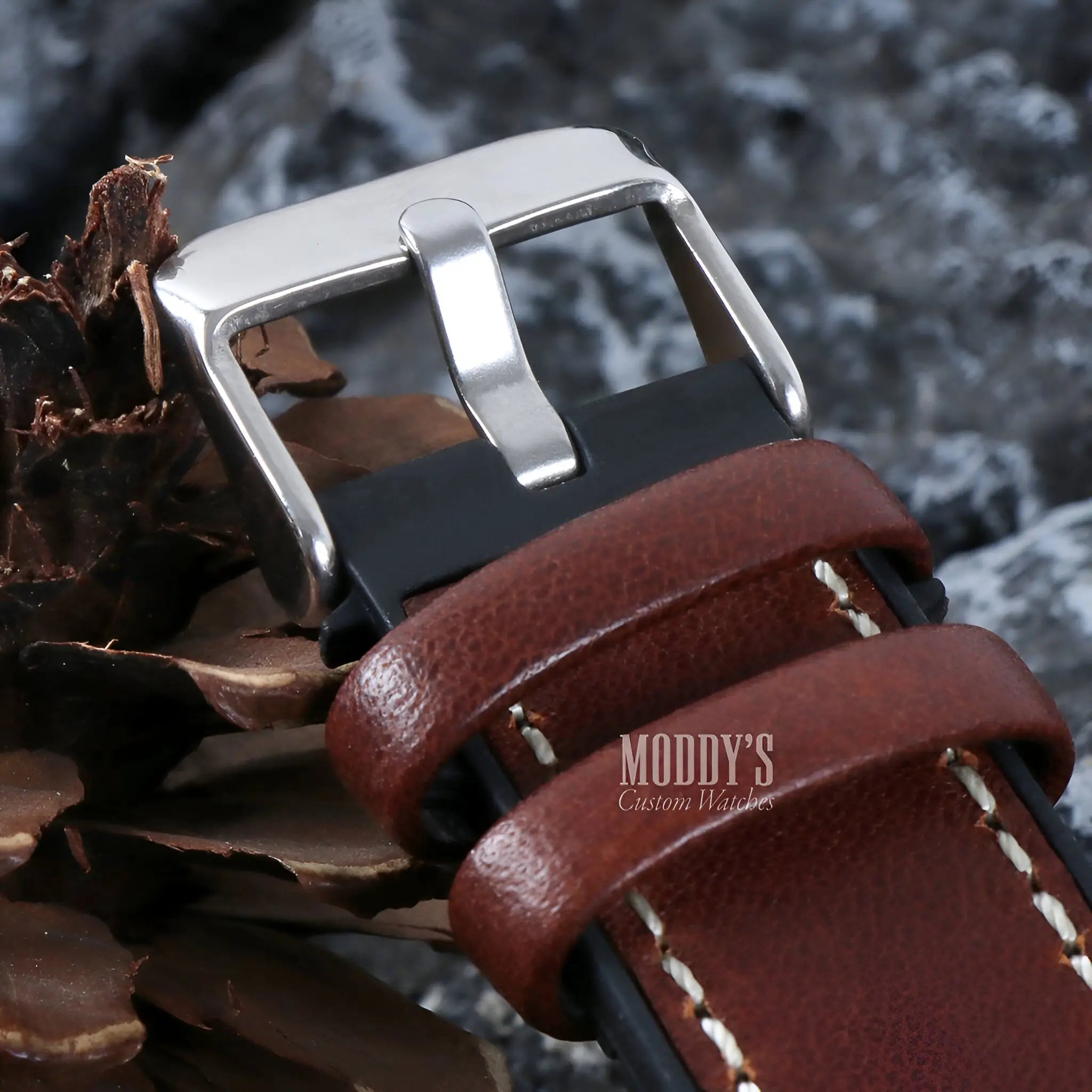 Paneiko Brown Leather Strap with Silver Buckle