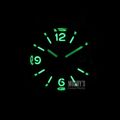 Paneiko Black Rubber watch with Seiko NH35 automatic green glow hands