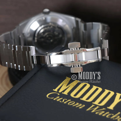 PRXeiko Seiko mod watch with black dial and luminous hands