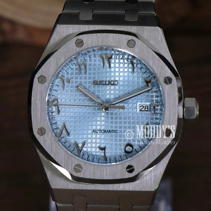 Royal Seikoak Arabic Ice Blue Seiko NH35 automatic royal oak mod stainless steel watch