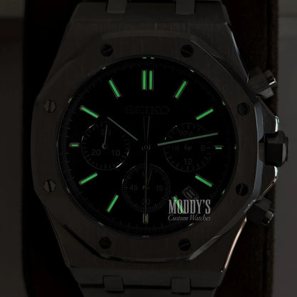 Royal Seikoak Chrono Black with royal oak design and hybrid movement