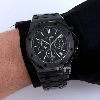 Royal Seikoak Chrono Triple Black watch with Seiko VK63 hybrid movement