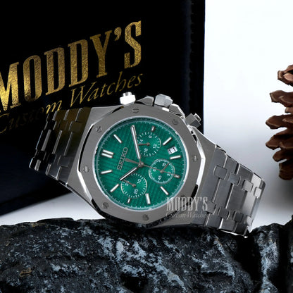 Green Seiko VK63 Hybrid Chronograph Watch, Royal Oak Design Inspired