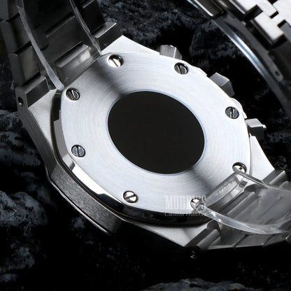 Seiko VK63 hybrid silver watch with Royal Oak design