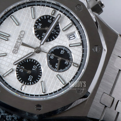 Royal Seikoak Chrono Panda: stainless steel royal oak mod with Seiko VK63 hybrid