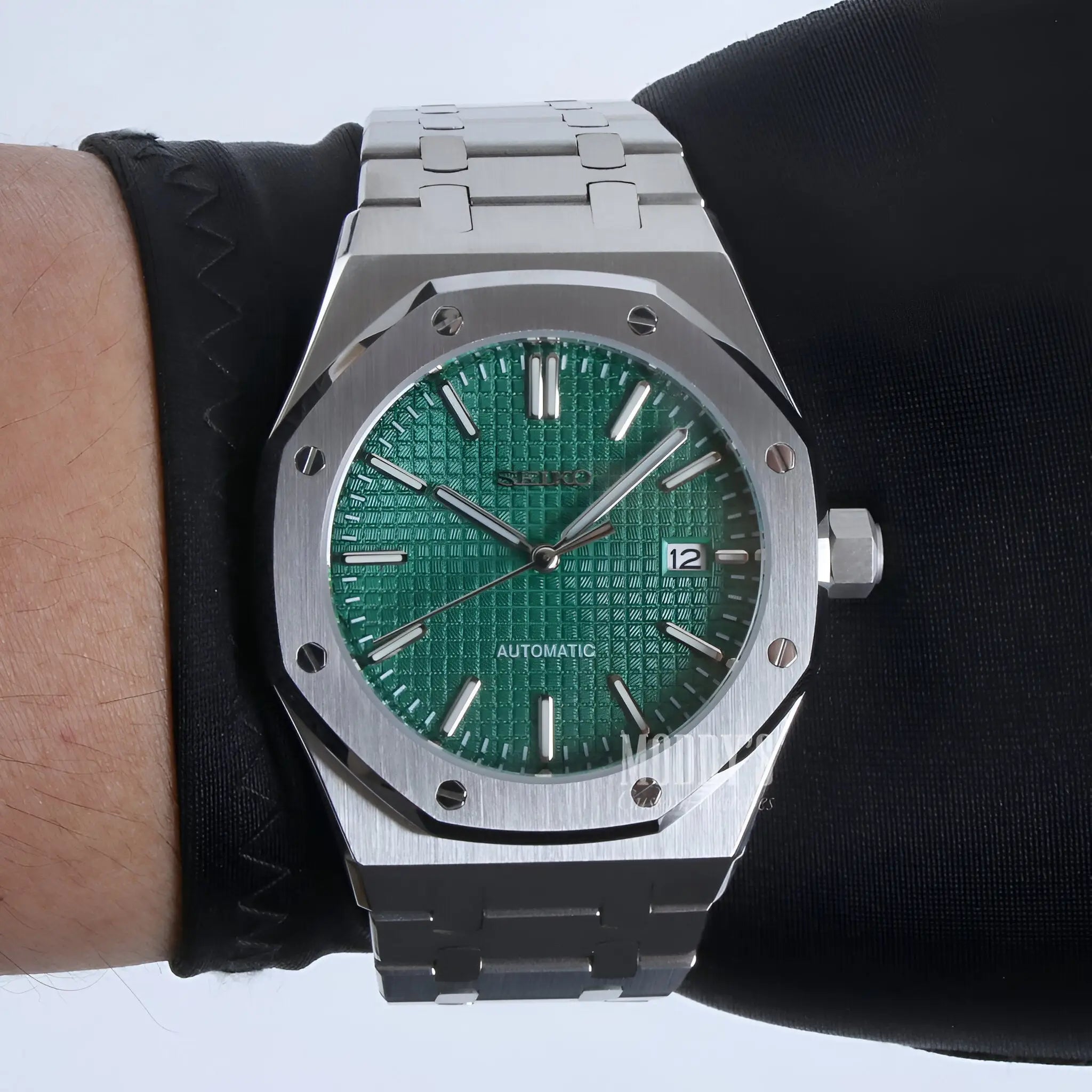 Royal Oak mod Seiko NH35 automatic green dial watch
